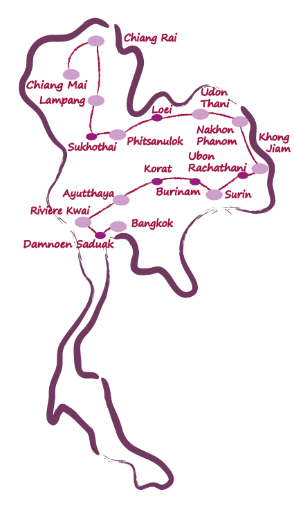 carte circuit merveilles de la Thailande