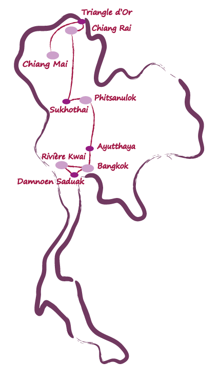 carte thailande de bangkok au triangle d or